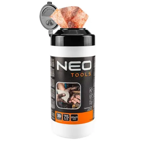 Exkluzív ajánlat NEO TOOLS Kéz-és felülettisztító csiszolókendő, 75 lap, ragasztó, gyanta, szilikon, lakk, festék, poliuretán hab és polimer