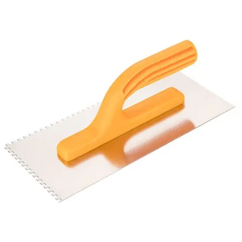 TOPEX Acél simító, fogazott, rozsdamentes, 280x130mm, 4x4x4mm, műanyag markolat Gyors kiszállítás