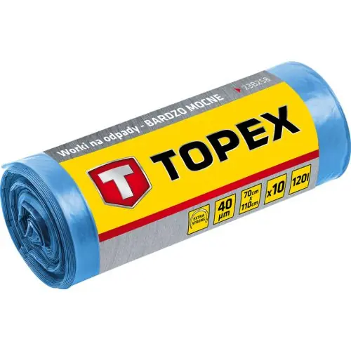 TOPEX Szemeteszsák 120L, 70x110cm, kék, nagyon erős,vastagság40mic, LDpe fólia, 10db Vedd meg online