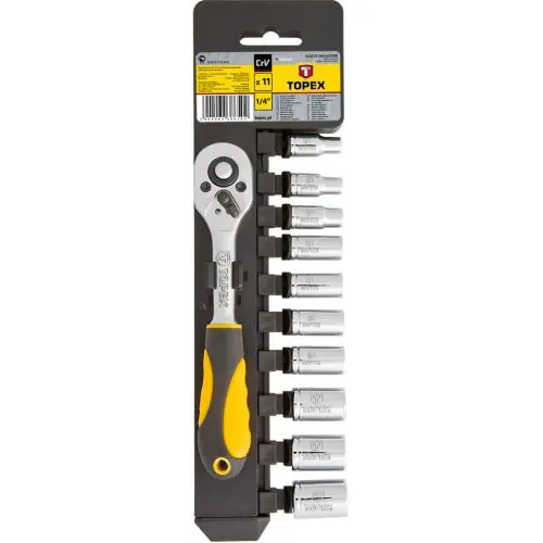 TOPEX Dugókulcskészlet 1/4", 11db Outlet