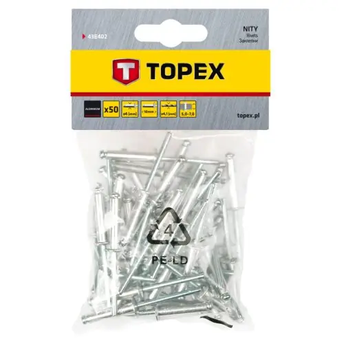 Biztonságos fizetés TOPEX Popszegecs 4x10mm, 50db