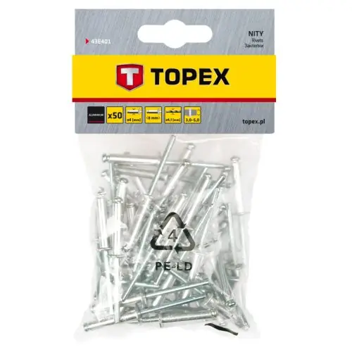 TOPEX Popszegecs 4x8mm, 50db Alacsony ár