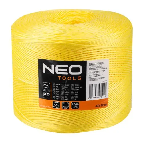 Biztonságos fizetés NEO TOOLS Polipropilén, PP, zsinór, 2000m