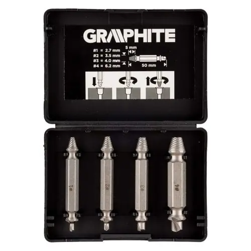 Vásárlói kedvenc GRAPHITE Törtcsavar kihajtó készlet, 2 oldalas, M5-M14, S2 acél, 4db