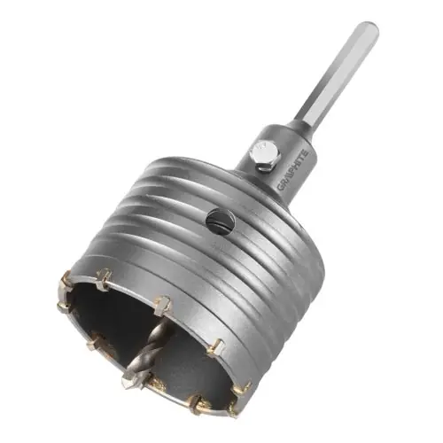 Végkiárusítás GRAPHITE Koronafúró, körkivágó, 80mm, HEX hatszög szárral, központfúróval