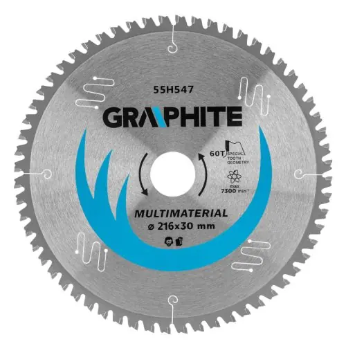 Különleges ajánlat GRAPHITE Körfűrészlap univerzális, keményfém fogakkal, 216x30mm, 60 fog