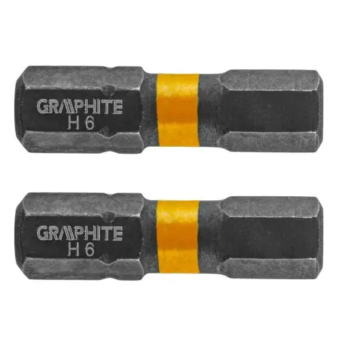 Kiárusítás GRAPHITE Torziós ütvecsavarozó bit, hatlapú, 6x25mm, 2db