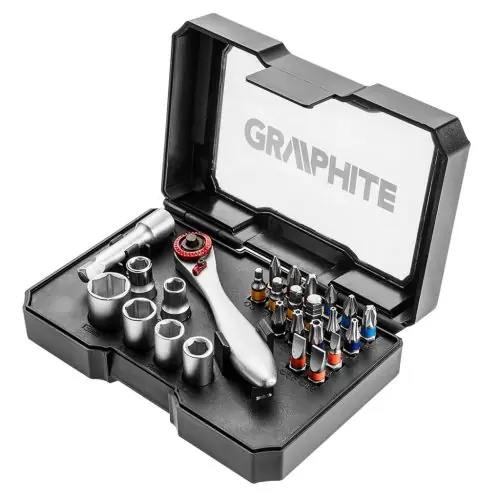 GRAPHITE Dugókulcskészlet + bitkészlet, 26db Kihagyhatatlan ajánlat