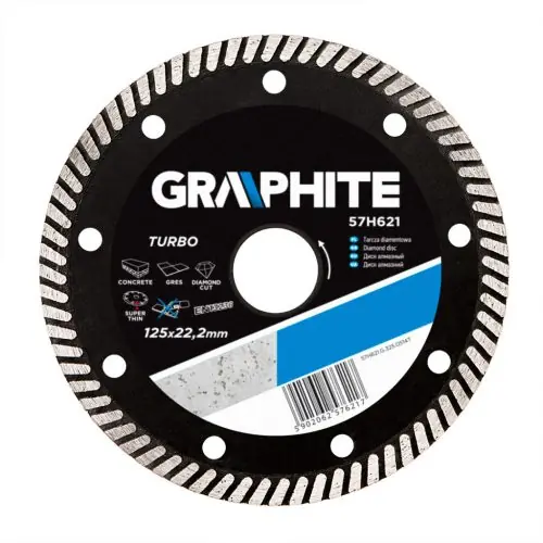 Legkelendőbb GRAPHITE Gyémánt vágókorong 125mm turbo vékony