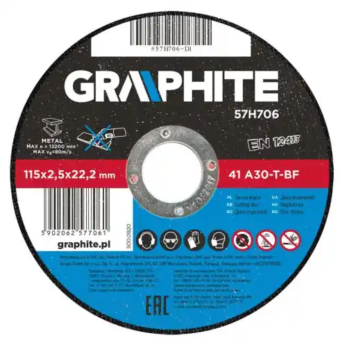 Expressz szállítás GRAPHITE Vágókorong fémhez 115x2.5x22mm, 41 A30-T-BF