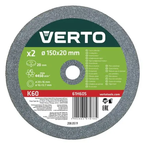 VERTO Köszörűkorong 150mm, 2db Végkiárusítás