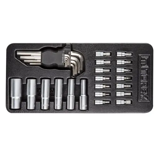 Végkiárusítás TOPEX Szerszámkészlet, műhelykocsitálcával, 29db