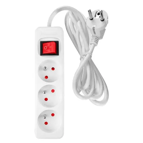 Szezonális akció NEO TOOLS Hálózati elosztó, kapcsolós, 3 aljzat, 5m, 3x1.5mm2 kábel, fehér