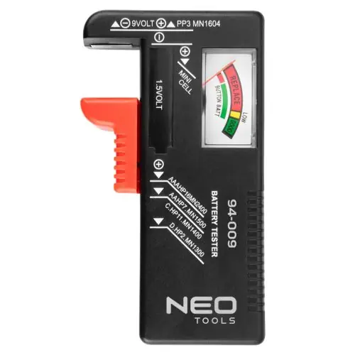 Ingyenes szállítás NEO TOOLS Akkumulátor és elemteszter, 1.5-9V-ig