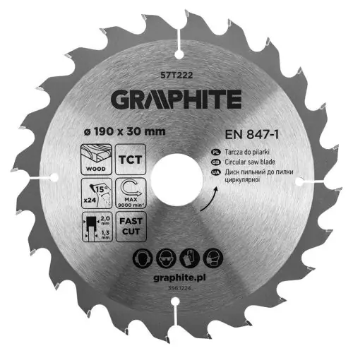 Kedvezményes ár GRAPHITE Körfűrészlap keményfém fogakkal, 190x30mm, 24fog