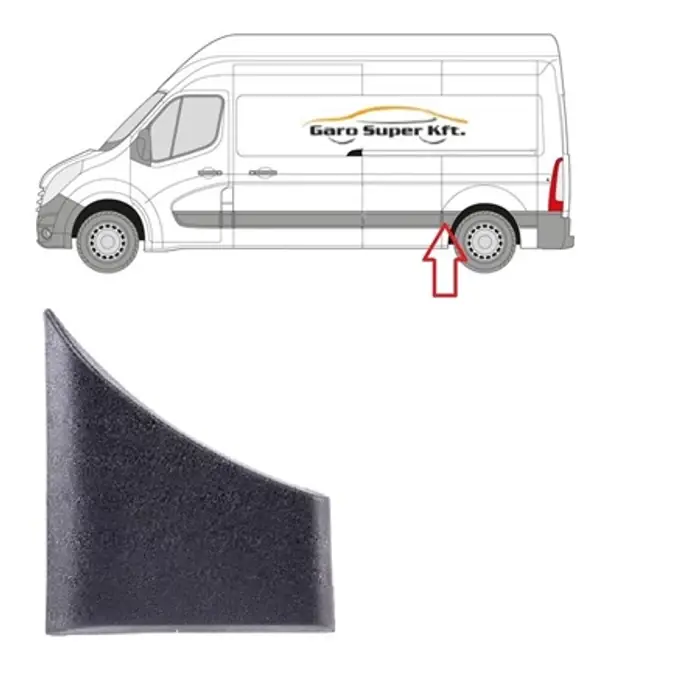 Opel Movano B 2.3 CDTI gyári új sárvédő díszléc bal oldal hátsó kerék előtt 2010-től Rendeld meg most